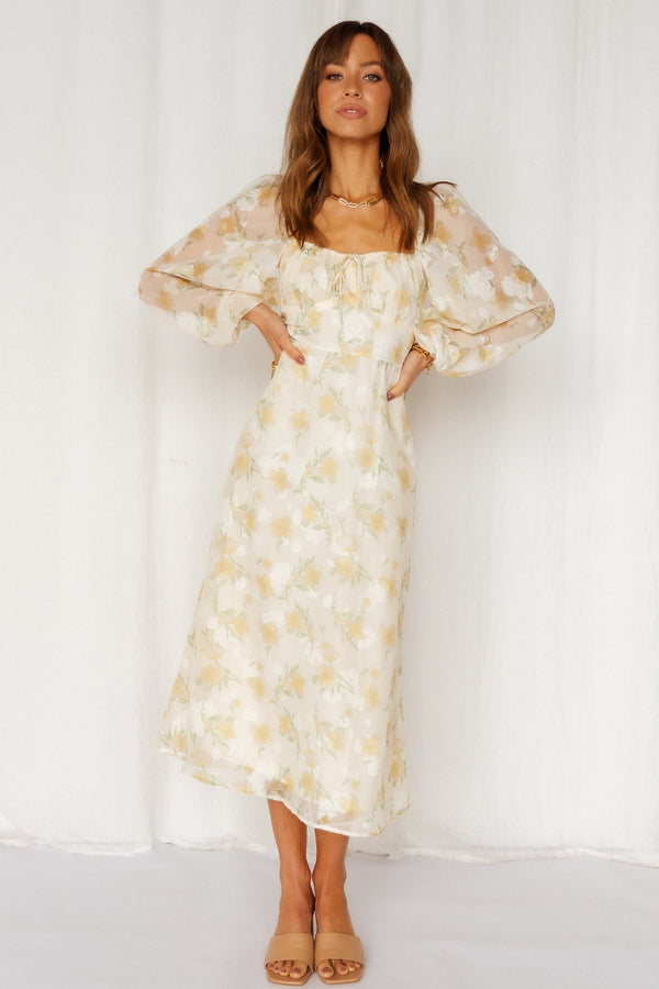 Hello Party Middle Child Midi Dress Beige