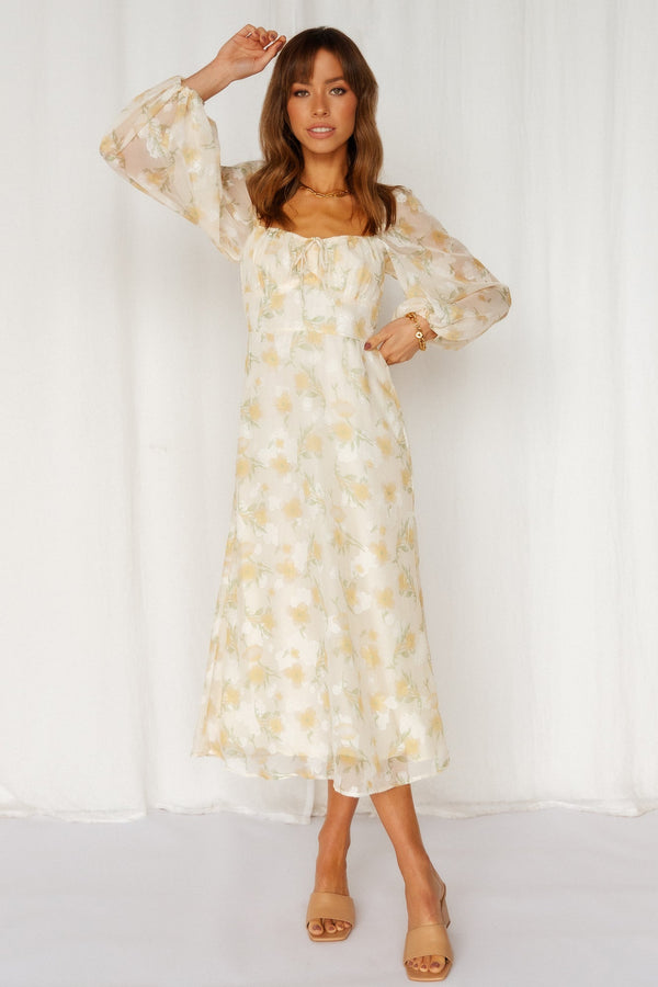Hello Party Middle Child Midi Dress Beige
