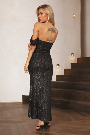 Hello Party Daphne Maxi Sequin Dress Black