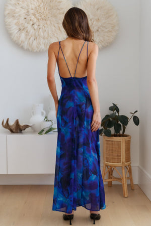 Hello Party RUNAWAY Calista Maxi Dress Blue