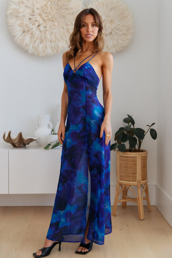 Hello Party RUNAWAY Calista Maxi Dress Blue